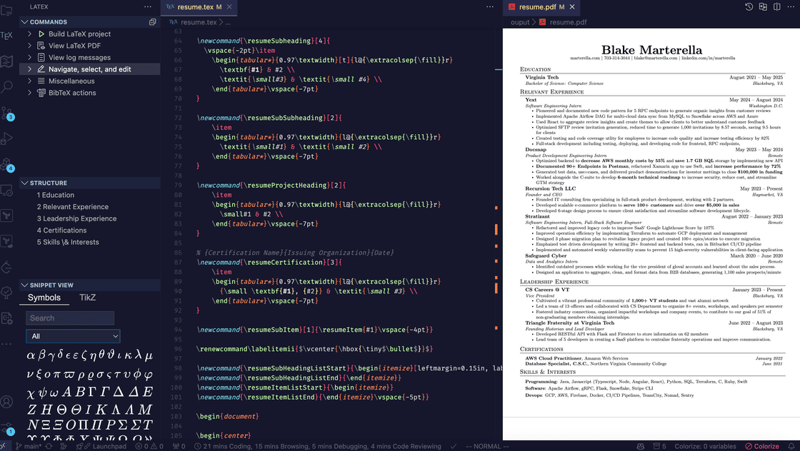.tex and .pdf open in VSCode